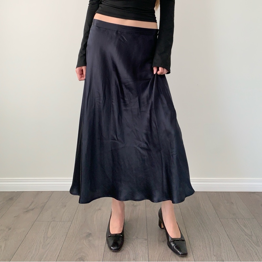 Cynthia rowley 100% silk navy maxi skirt